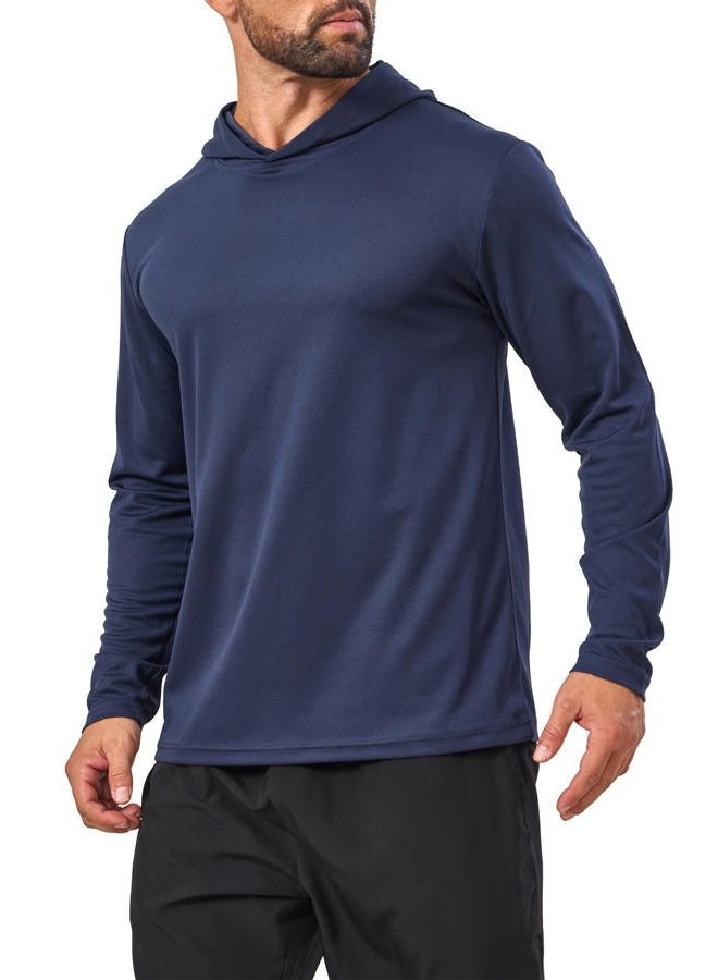 Suitswinew 5 Pack Men's UPF 50+ Sun Protection Hoodie Shirts Long Sleeve Lightweight Quick Dry for Running Workout Fishing, Navy/Wine/Olive/Black/Grey, L - Image 2
