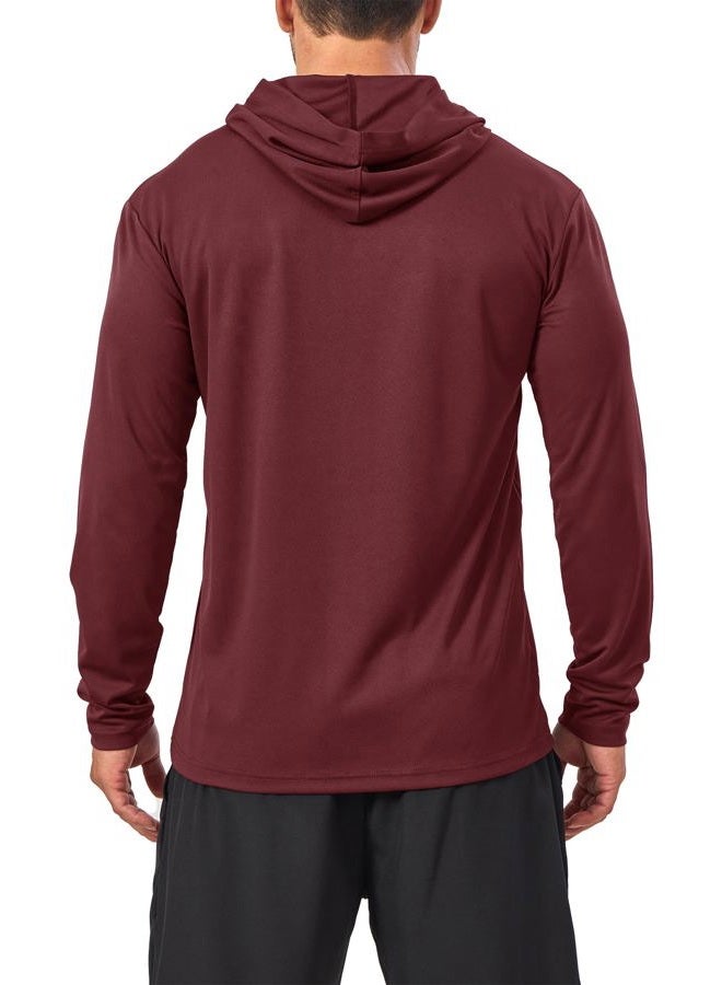 Suitswinew 5 Pack Men's UPF 50+ Sun Protection Hoodie Shirts Long Sleeve Lightweight Quick Dry for Running Workout Fishing, Navy/Wine/Olive/Black/Grey, L - Image 3