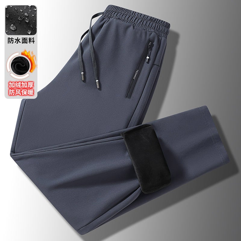 New Winter Men'S Casual Pants Windproof Waterproof Silver Fox Velvet Sports Trousers Thickened Solid Color Versatile Large Size Pants - Image 1