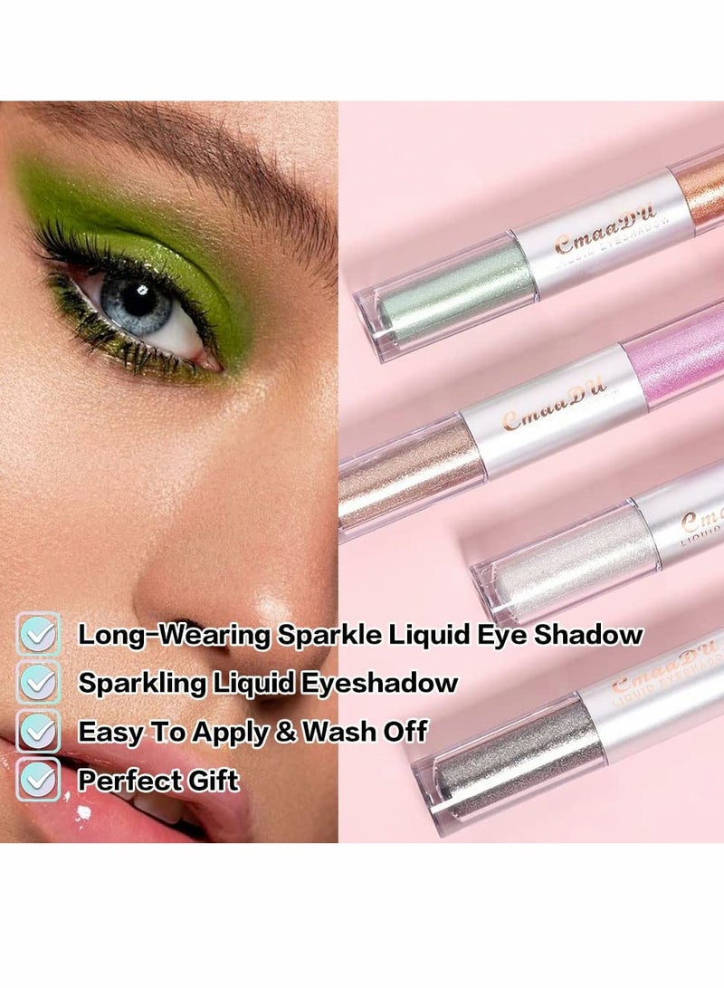 Glitter Liquid Eyeliner Eye Shadow Makeup Kit, Long Lasting Waterproof Sparkling Eyeshadow, Metallic Eye Glitter Makeup - Image 3