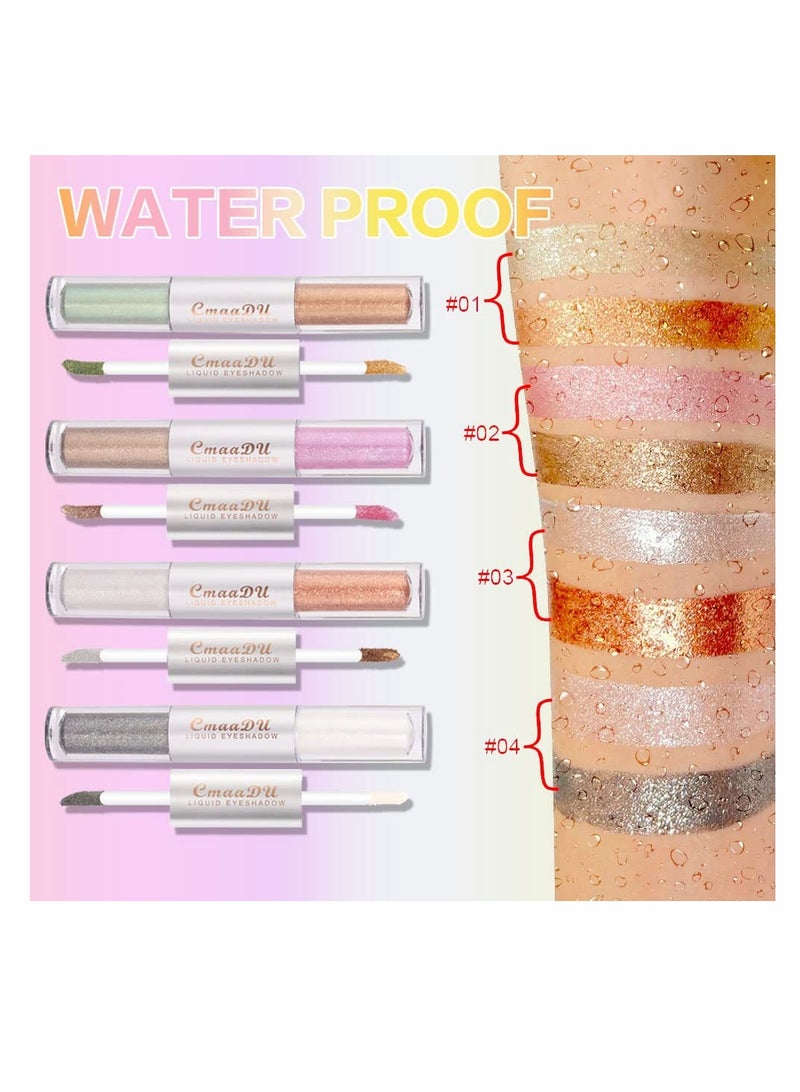 Glitter Liquid Eyeliner Eye Shadow Makeup Kit, Long Lasting Waterproof Sparkling Eyeshadow, Metallic Eye Glitter Makeup - Image 4