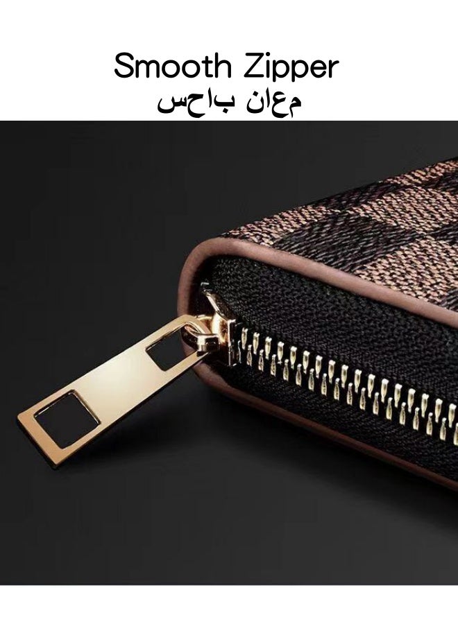 SHABILI Unisex Checkered Long Edition Wallet,  Men's and Women's  PU Leather Coin Purse Card Holder Clutch Bag, Portable Passport Bag for Boys, Girls, Teens, Ladies and College Students - Image 4