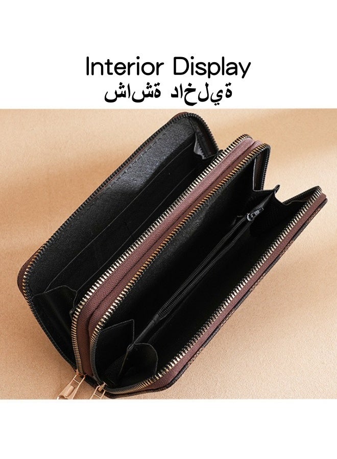 SHABILI Unisex Checkered Long Edition Wallet,  Men's and Women's  PU Leather Coin Purse Card Holder Clutch Bag, Portable Passport Bag for Boys, Girls, Teens, Ladies and College Students - Image 3