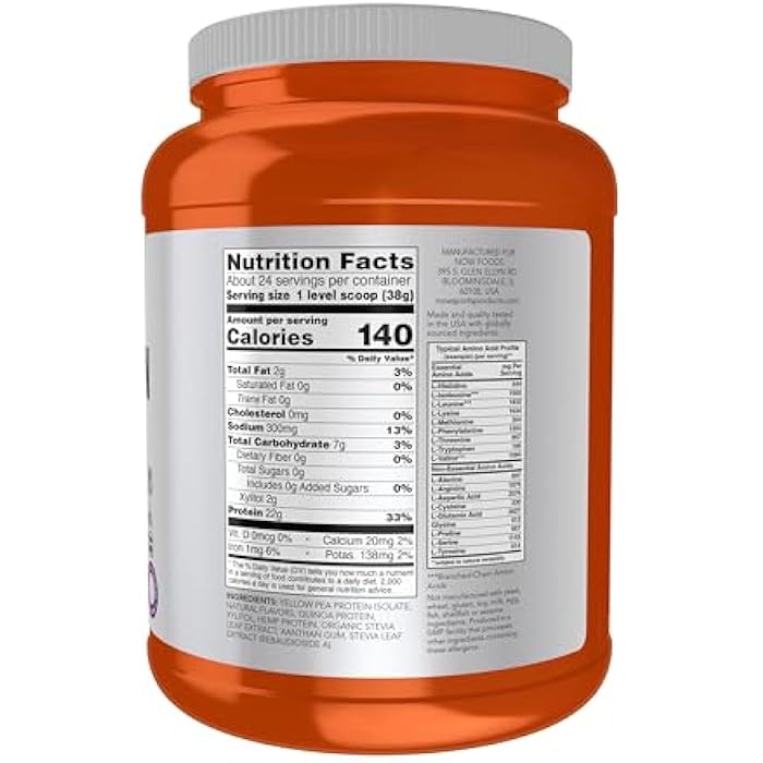 now Sports Nutrition, Plant Protein Complex 22 g, Creamy Vanilla Powder, 2-Pound - Image 2
