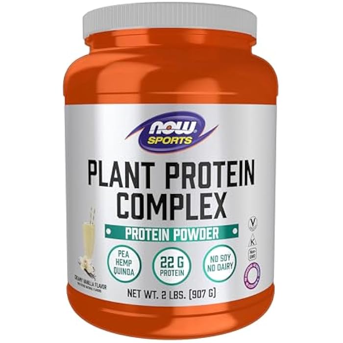 now Sports Nutrition, Plant Protein Complex 22 g, Creamy Vanilla Powder, 2-Pound - Image 1