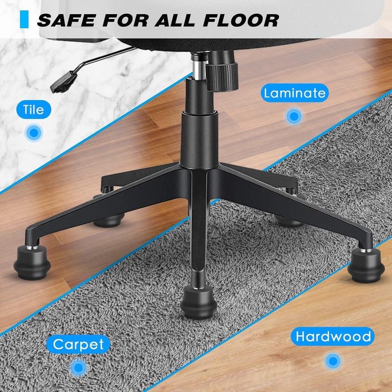 Omyoffice Bell Glides Replacement Office Chair or Stool Swivel Caster Wheels to Fixed Stationary Castors, Office Chair Wheels for Carpet - with Separate Self Adhesive Felt Pads/Chair Feet Wheel Stopper - Image 3