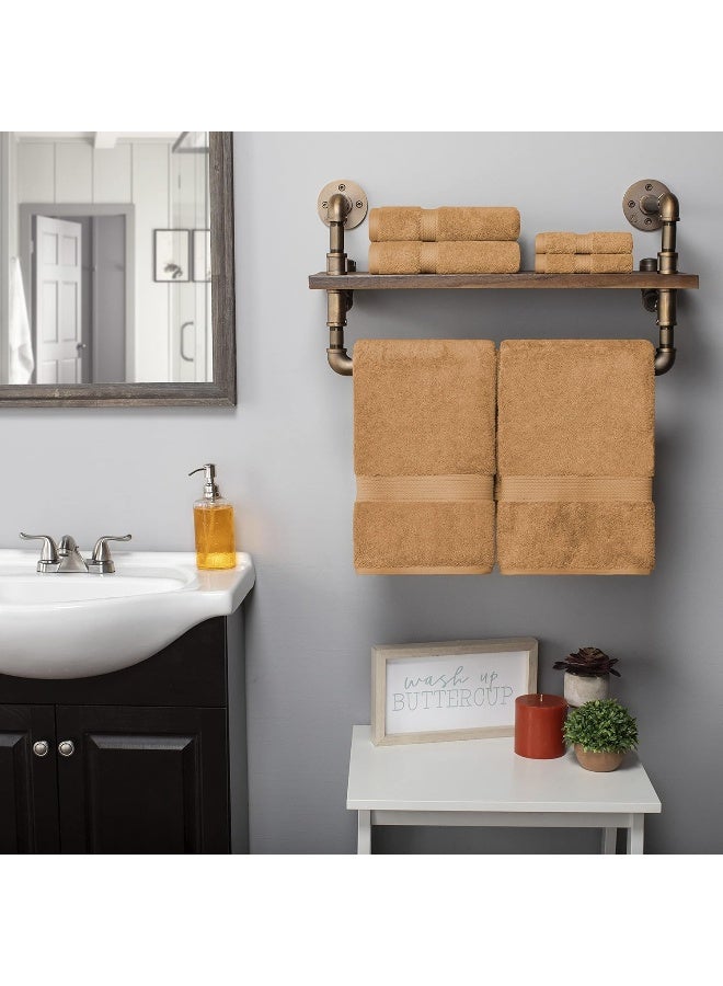 Superior Egyptian Cotton Pile 6 Piece Towel Set Includes 2 Bath 2 Hand 2 Face TowelsWashcloths Ultra Soft Luxury Towels Thick Plush Essentials Guest Bath Spa Hotel Bathroom Rust - Image 5