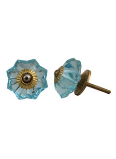 Indian-Shelf IndianShelf 4 Packs Glass Turquoise Marigold Flower Luxury Drawer Knobs for Kitchen Cabinet Hardware Door Decorative Dresser Pulls Elegant  - Image 1