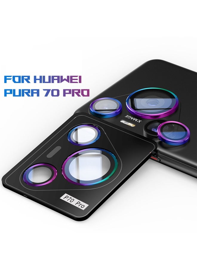 ماركة غير محددة - واقي عدسة الكاميرا Huawei Pura 70 Pro، واقي شاشة الكاميرا من الزجاج المقوى HD 9H، غطاء عدسة حلقة معدنية لهاتف Huawei Pura 70 Pro، مجموعة واحدة (مجموعة محاذاة صينية التثبيت، متعدد الألوان) - Image 1