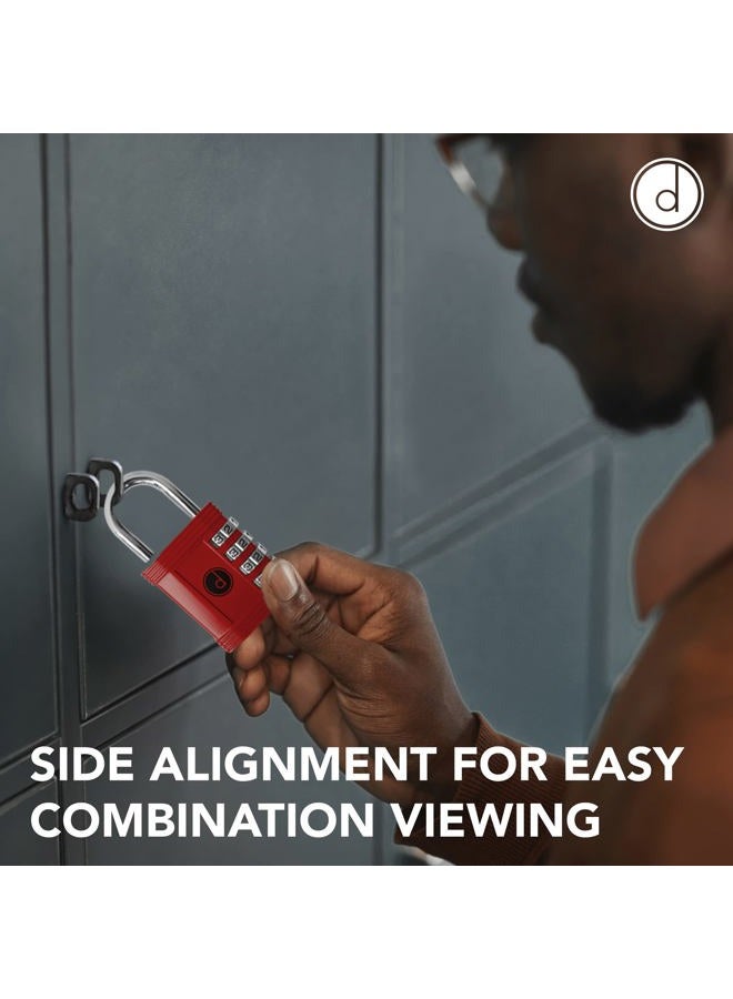 desired tools Padlock - 4 Digit Combination Lock for Gym, Sports, School & Employee Locker, Outdoor, Fence, Hasp and Storage - All Weather Metal & Steel - Easy to Set Your Own Keyless Resettable Combo - Red - Image 4