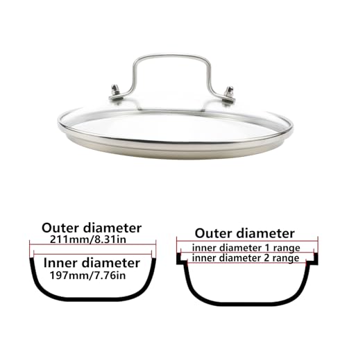 Antrader Tempered Glass Lid,8" Glass Covers for Pots,Pans and Skillets,1Set,Clear - Image 2