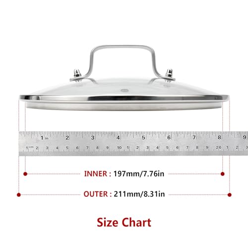 Antrader Tempered Glass Lid,8" Glass Covers for Pots,Pans and Skillets,1Set,Clear - Image 3