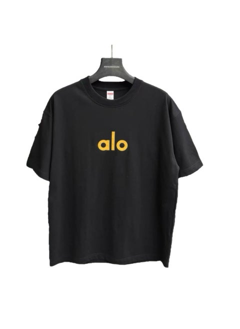 Alo Yoga round neck short sleeve T-shirt black
