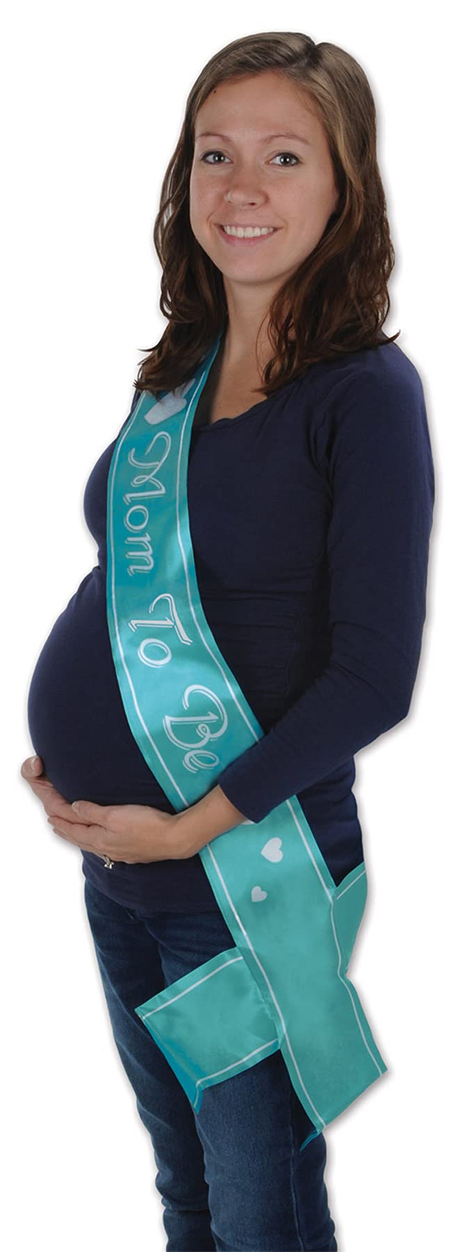 Beistle Mom to Be Baby Shower Satin Sash 33 x 4 Turquoise