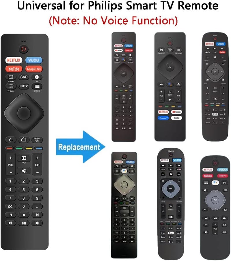 Amiroko جهاز تحكم عن بعد عالمي بديل لتلفزيون فيليبس الذكي، جميع تلفزيونات 4K Ultra LED LCD HDTV 3D UHD، مع مفاتيح اختصار - لا حاجة للإعداد - Image 3