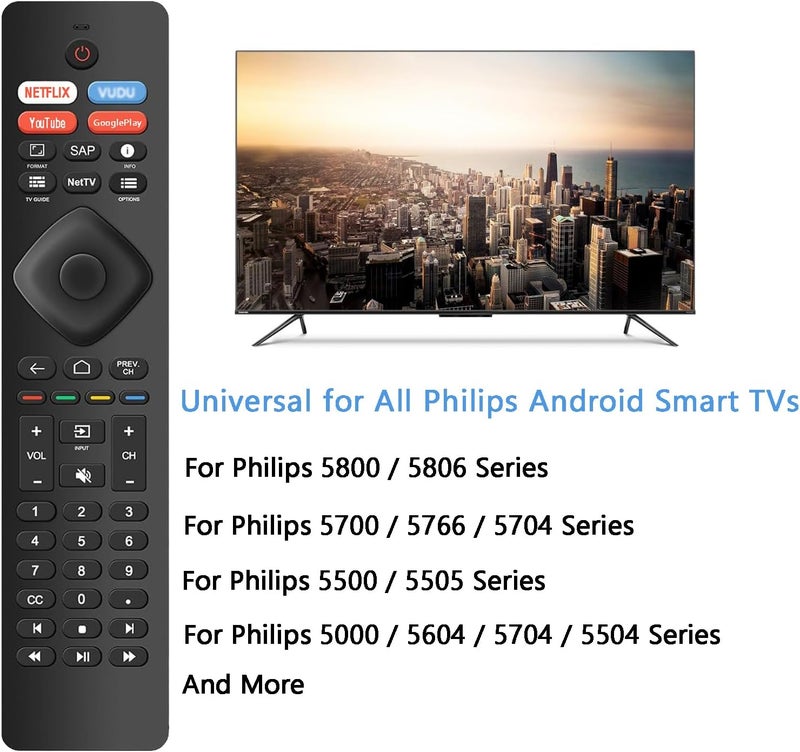Amiroko جهاز تحكم عن بعد عالمي بديل لتلفزيون فيليبس الذكي، جميع تلفزيونات 4K Ultra LED LCD HDTV 3D UHD، مع مفاتيح اختصار - لا حاجة للإعداد - Image 2