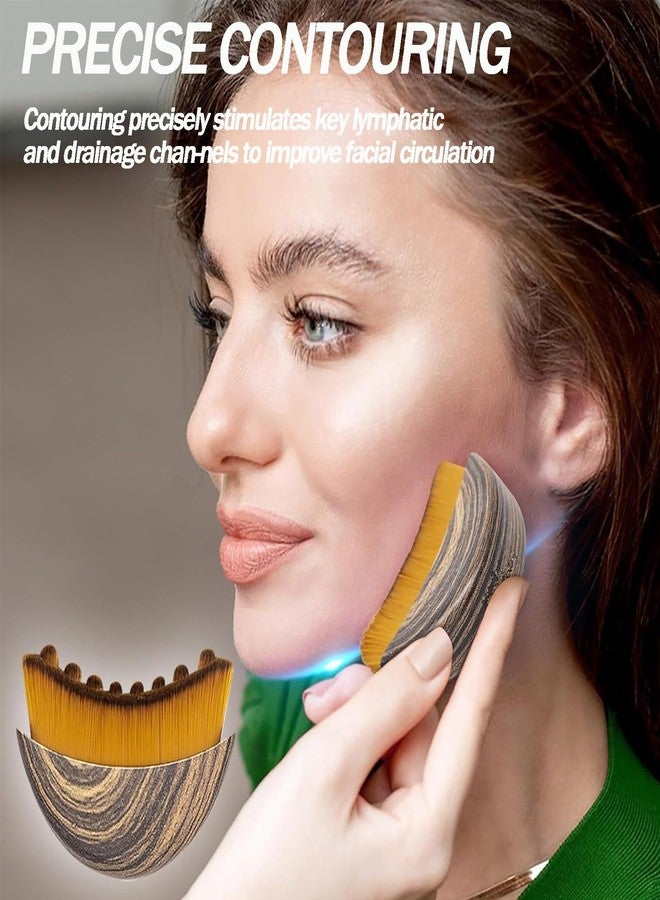 فرشاة وجه ثلاثية القطع لتدليك الجهاز اللمفاوي، فرشاة للوجه، فرشاة للجسم، فرشاة لتصريف السائل اللمفاوي، فرشاة استحمام بشعيرات طبيعية سميكة، تقشر الجلد الميت، وتزيل السموم، وتحسن الدورة الدموية - فرشاة ثنائية الاستخدام للاستخدام الجاف/المبلل بجودة المنتجعات الصحية - Image 5