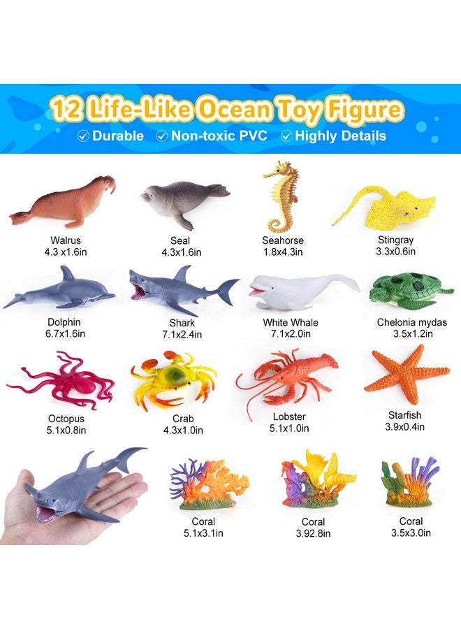 GINMIC Kids Ocean Animals Toys with Large Play Mat , 18 Pack Assorted Realistic Sea Animal Toys with Carrier Bag Including Shark, Whale, Dolphin etc, for Toddler, Boys & Girls Ages 3-8 - Image 3