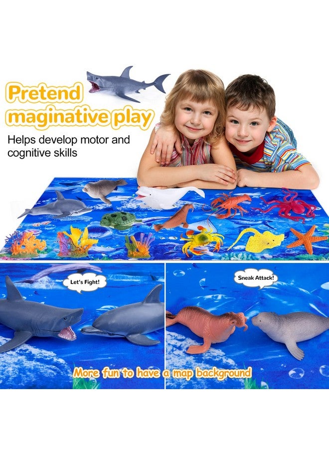 GINMIC Kids Ocean Animals Toys with Large Play Mat , 18 Pack Assorted Realistic Sea Animal Toys with Carrier Bag Including Shark, Whale, Dolphin etc, for Toddler, Boys & Girls Ages 3-8 - Image 4