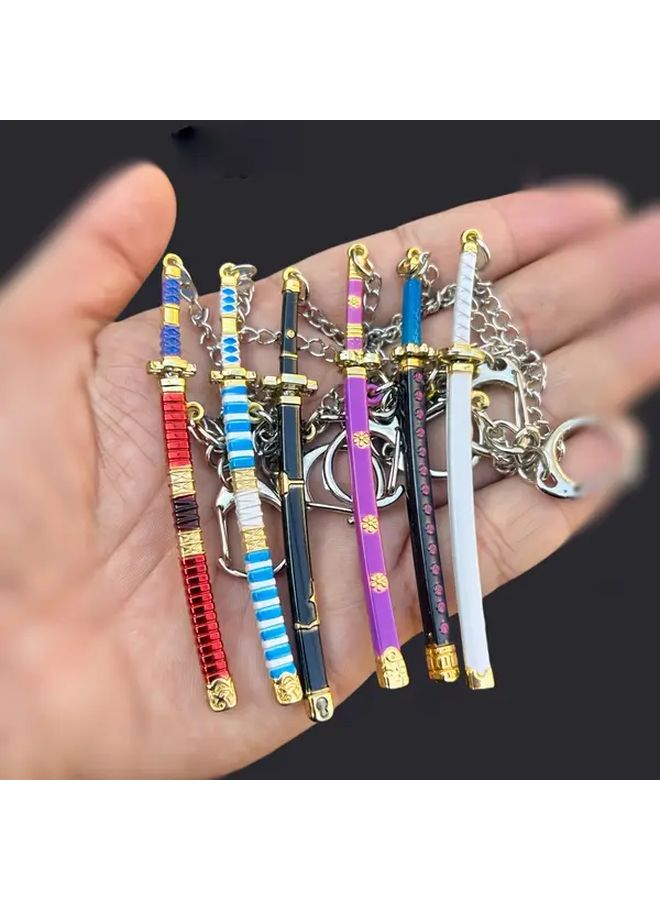 6 Pcs Miniature Sword Keychain Models With Scabbards Anime Game Collectibles - Image 1