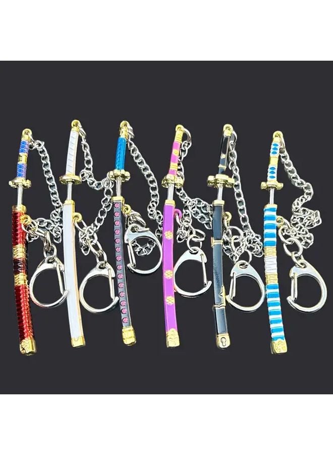 6 Pcs Miniature Sword Keychain Models With Scabbards Anime Game Collectibles - Image 2
