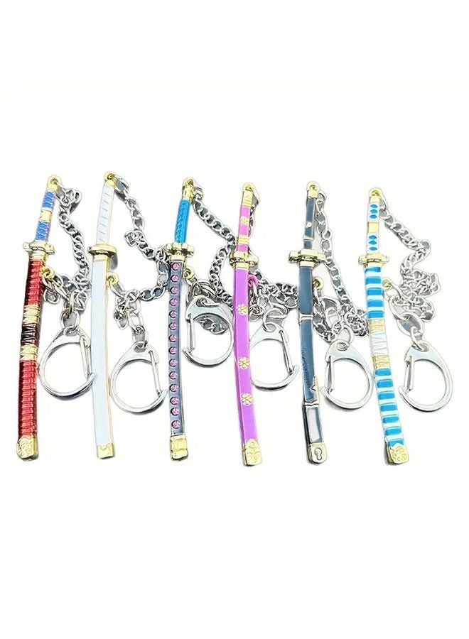 6 Pcs Miniature Sword Keychain Models With Scabbards Anime Game Collectibles - Image 4
