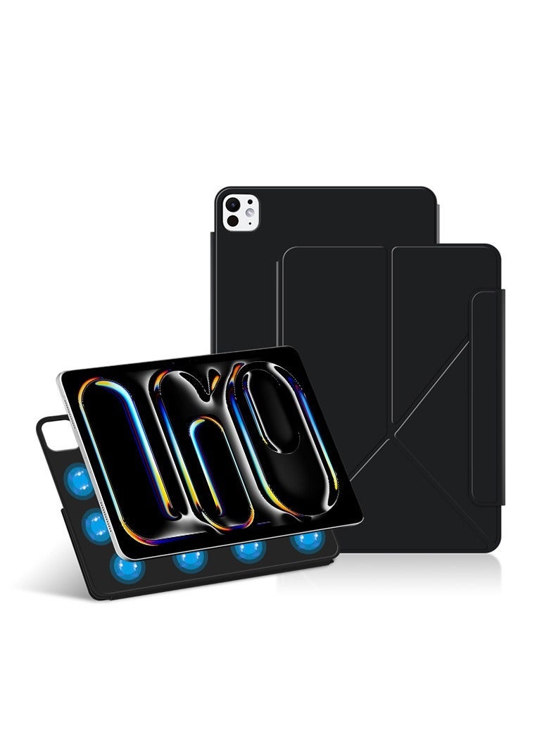 general Compatible with 2024 iPad Pro 13 Tablet Magnetic Double-sided Clip Protective Case, 13-inch Multi-Fold Bracket Leather Case - Image 1