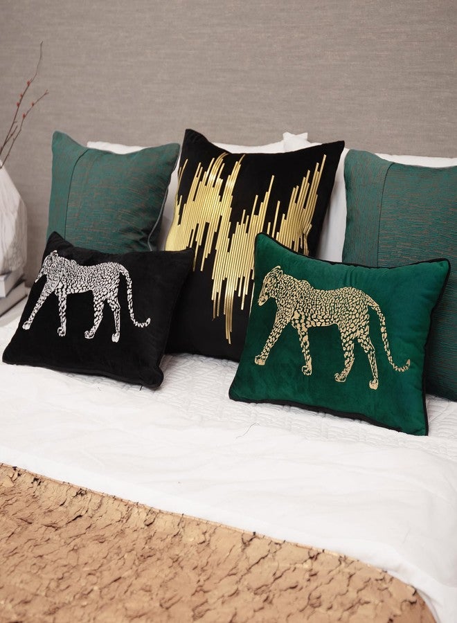 vctops Soft Velvet Embroidery Lumbar Decorative Throw Pillow Covers Leopard Pattern Cushion Case for Sofa Bedroom Couch (Black,12"x20") - Image 4