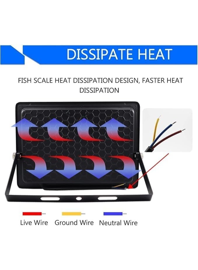 100W High Brightness Floodlight with Powerful Lighting for Indoor and Outdoor Use, Suitable for Homes, Warehouses, and Facades - 3 Pieces - Image 3