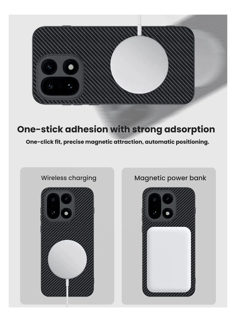 عام غطاء OnePlus 15 المغناطيسي - غطاء جلد بملمس ألياف الكربون [متوافق مع الشحن اللاسلكي]، غطاء رقيق وخفيف الوزن مع إطار مقاوم للسقوط وحامل دوار - Image 3