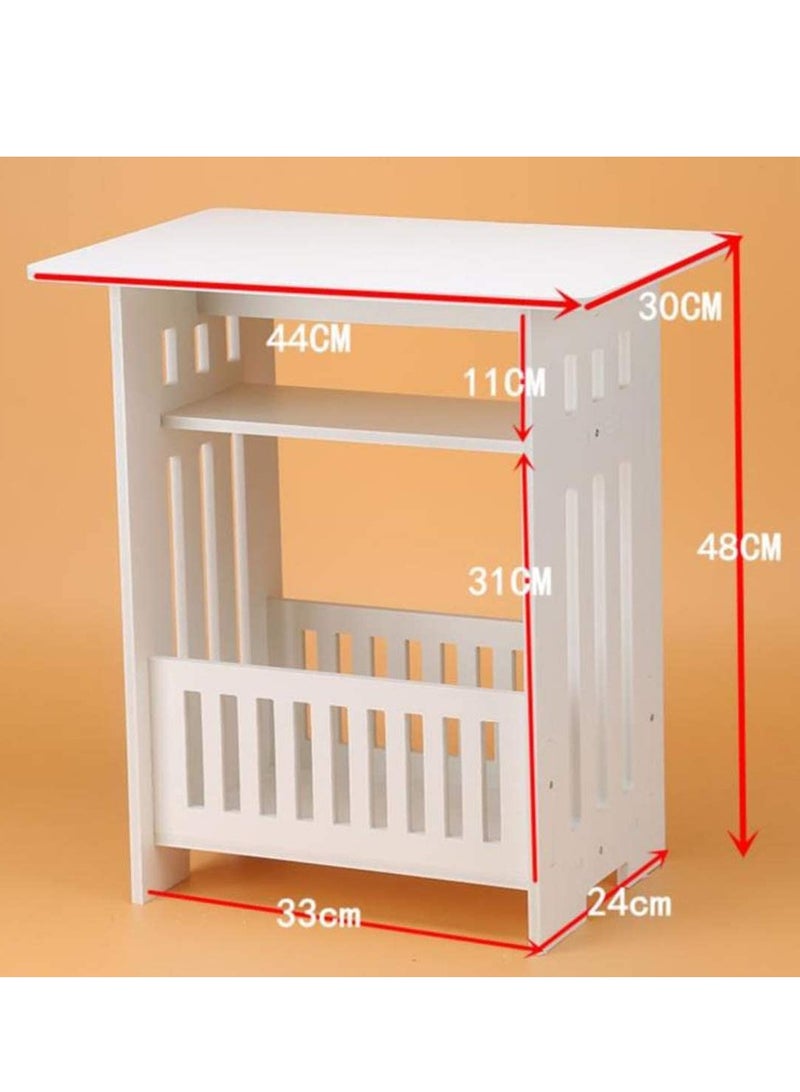 Generic FFD End Table with Storage Basket - Wooden Sofa Side & Bedside Table for Bedroom, Living Room, Nightstand, Coffee Table, Snack Table, Bookcase"  - Image 2