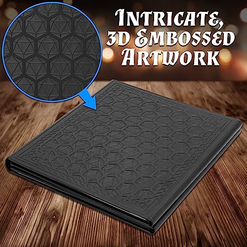 CASEMATIX DM Screen Faux Leather Embossed GM Screen - Four Panel Folding Dungeon Master Screen with Wet Erase Pockets and Compatible with Tabletop Roleplaying Games, Inserts Not Included, Black - Image 2