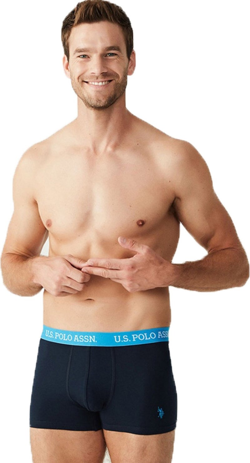 U.S. Polo Assn. 3 Piece Colorful Belted Lycra Navy Blue Men's Boxer - Image 1