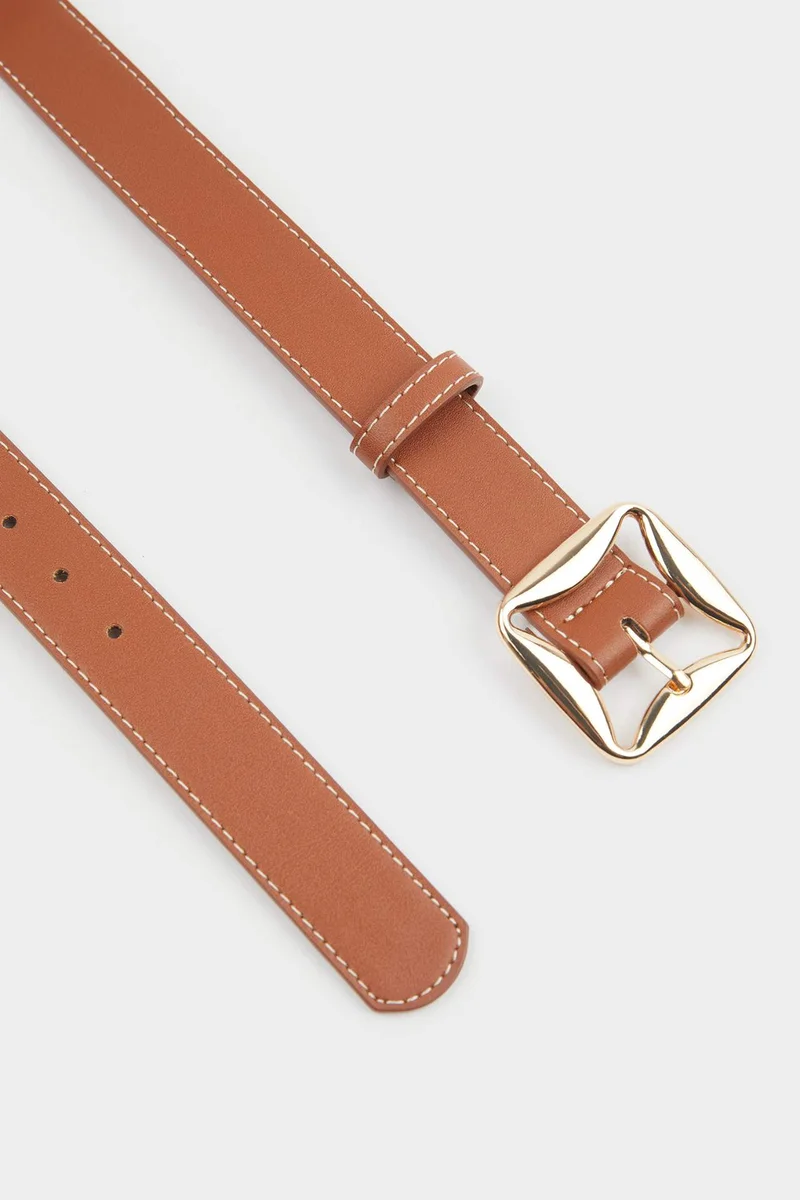 ديفاكتو Woman Square Clasp Faux Leather Jean Belt