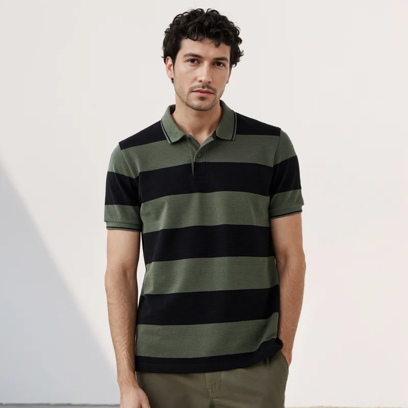 Striped Ottoman Polo T-shirt