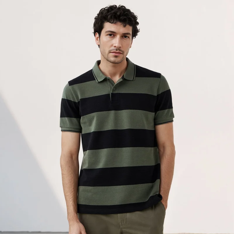Splash FAV Striped Ottoman Polo T-shirt