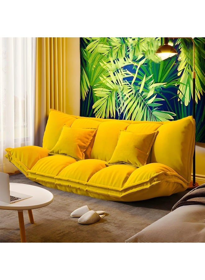 Comfynest Comfynest Contemporary Tight Back Convertible Sleeper Sofa with Fabric Armless Sofa - Yellow, 200.66 x 104.14 x 50.8 cm  - Image 2