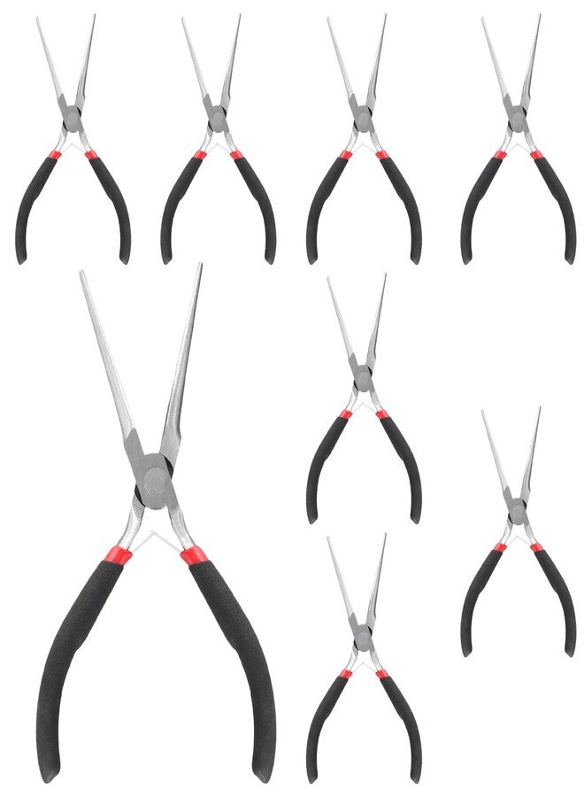 SEHOI 8 PCS 6 Inch Needle Nose Pliers Set, Long Nose Pliers with Comfort Grip Handles, Mini Jewelry Needle Nose Pliers for Cutting Bending Wire Handmade Craft - Image 1