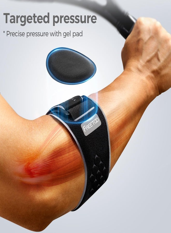 FREETOO Tennis Elbow Brace for Men Women for Tendonitis Relief Treatment, Tennis Elbow Strap with Gel Pad, Golfers Elbow Brace for Men for Pain, Forearm Brace for Medial Epicondylitis Grey S/M - Image 2