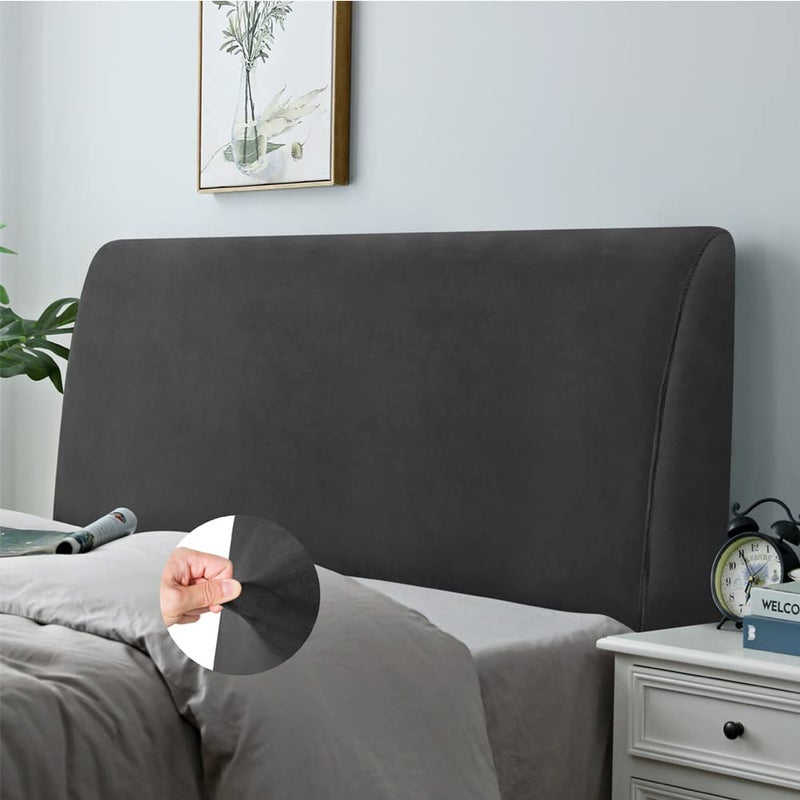 DUJUIKE Bed Headboard Slipcover, Stretch Bed Headboard Cover, Dustproof Protector Cover for Linen Fabric Tufted Upholstered Headboard (Jet Black, Full Length (47"-55")) - Image 1