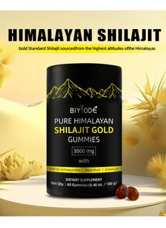 BIYODE Pure Himalayan Shilajit Gummies Gold I Lab Tested I No Added Sugar I Ashwagandha, Gokshura| Fulvic Acid & 85+ Trace Minerals I for Men, Women I Non-GMO I 100% Natural & Organic I 60 Gummy  - Image 5