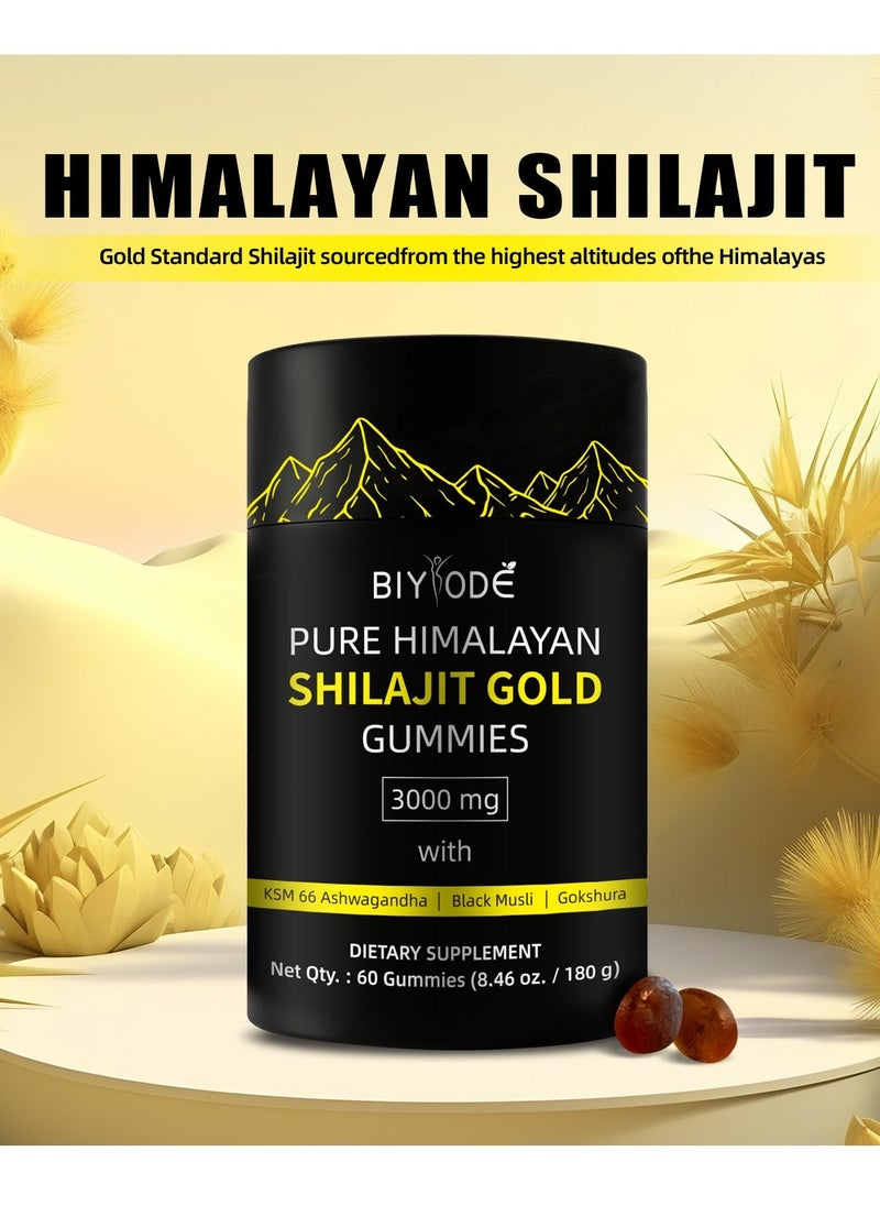 BIYODE Pure Himalayan Shilajit Gummies Gold I Lab Tested I No Added Sugar I Ashwagandha, Gokshura| Fulvic Acid & 85+ Trace Minerals I for Men, Women I Non-GMO I 100% Natural & Organic I 60 Gummy  - Image 5