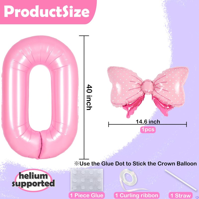 Florisland Pink 18 Balloon Numbers Pink Birthday Decorations for Girls, Bow Balloon Foil Mylar Large 40â€ 18 Birthday Balloons for Girls Bow Butterfly 18th Birthday Party Decorations(Number 18 balloons) - Image 2