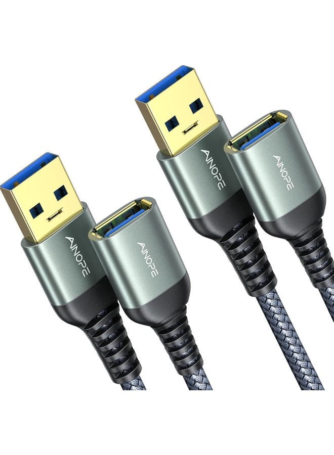 Ainope USB 3.0 Extension Cable,2PACK 3.3FT, Type A Male to Female Extension Cord Durable Braided Material Fast Data Transfer Compatible with USB Keyboard,Mouse,Flash Drive, Hard Drive,Printer - Image 1