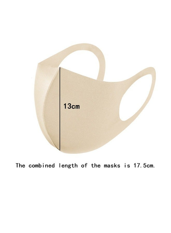 10 Pcs Ice silk Cotton Breathable Mask, Fashion Two-tone Washable Fabric Unisex Summer Face Mask (Bean paste color and beige) - Image 2