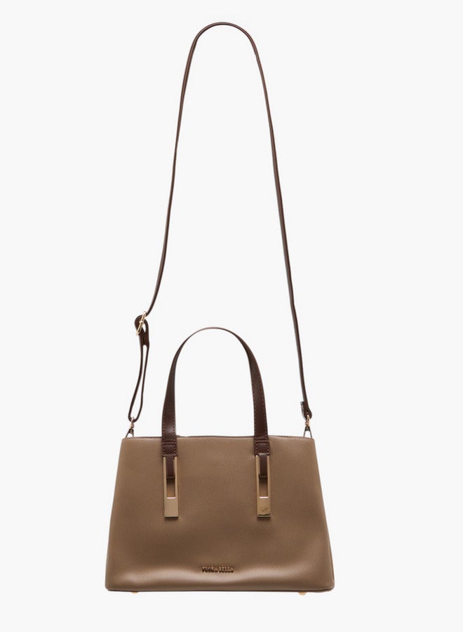 Flora Bella By Shoexpress Women Solid Tote Bag with Double Handles and Detachable Strap - Image 3