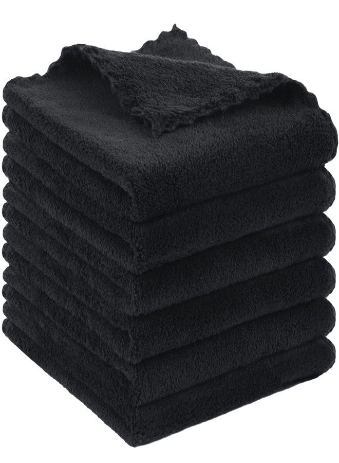 SUNLAND Microfiber Face Cloth Reusable Makeup Remover Facial Cleansing Towel Ultra Soft Face Washcloth 12inchx12inch 6 Pack Black - Image 1