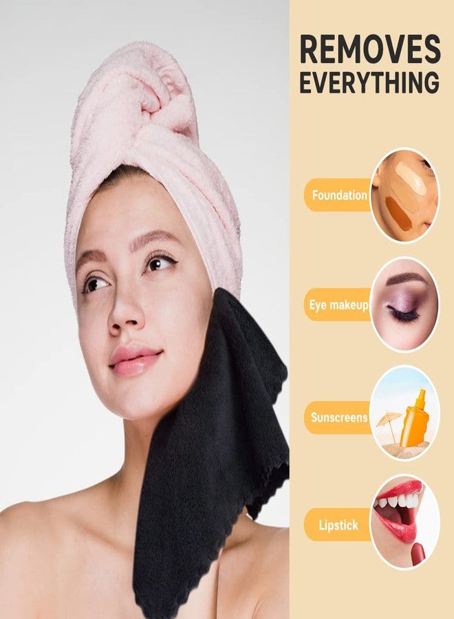 SUNLAND Microfiber Face Cloth Reusable Makeup Remover Facial Cleansing Towel Ultra Soft Face Washcloth 12inchx12inch 6 Pack Black - Image 2