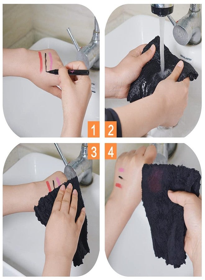 SUNLAND Microfiber Face Cloth Reusable Makeup Remover Facial Cleansing Towel Ultra Soft Face Washcloth 12inchx12inch 6 Pack Black - Image 3