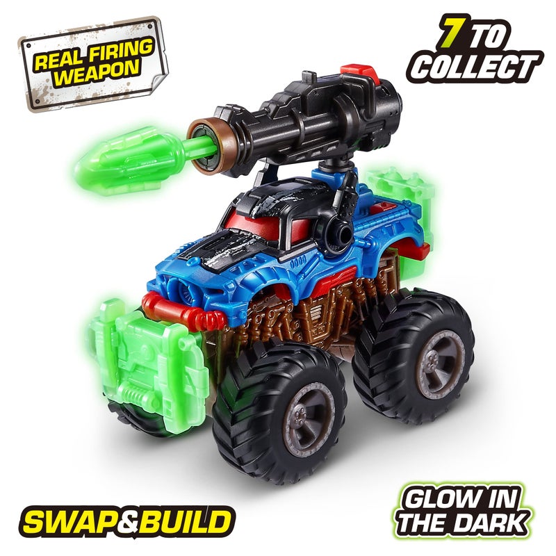 5 Surprise Monster Trucks Glow Riders Series 2 by ZURU (2 Pack) Glow in The Dark, Miniature Mystery Collectible Capsules, Mini Toy Truck, Battle Toys for Boys, Kids, Teens - Image 4